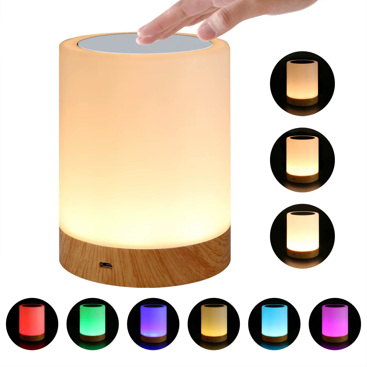 LED Touch Sensor Night Lamp USB Rechargeable Bedroom Bedside RGB Table Lamp Portable Dimmable Atmosphere Decor Light