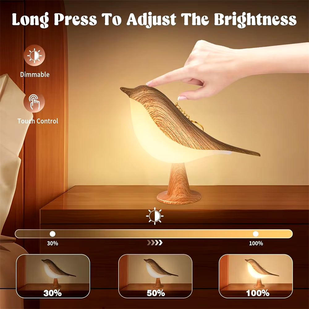 1Pc LED Touch-Control Bird Lamp - Art Deco, 3-Levels Dimmable, Usb-Cordless with Rechargeable Battery, Versatile for All Rooms