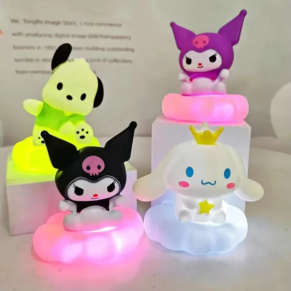 Anime Sanrio Hello Kitty Kuromi Cinnamoroll Melody Night Light Glowing Children Toy Bedside Lamp Kawaii Cute Kids Birthday Gift