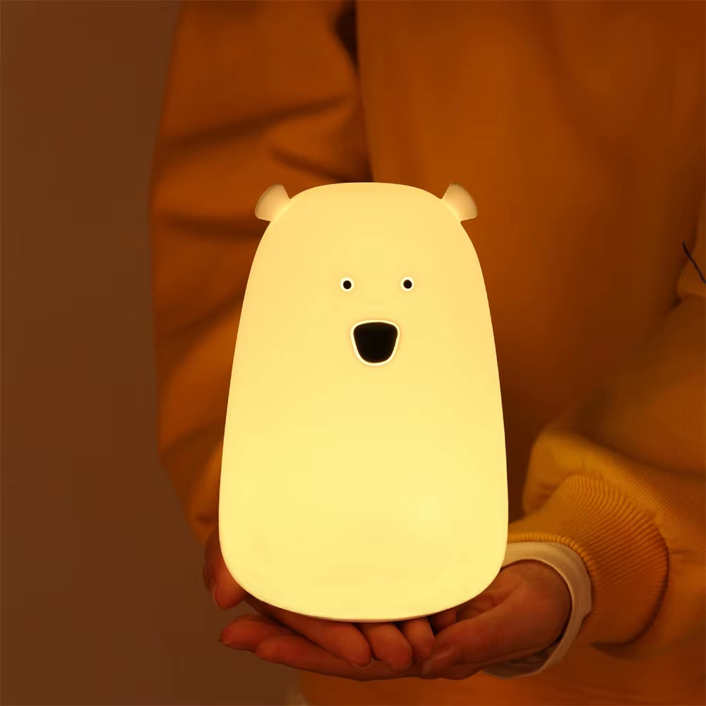 Cute Bear LED Night Light Decoracion Baby Kids Bedside Lamp Silicone Touch Sensor Tap Control Lamps Children Birthday Gift