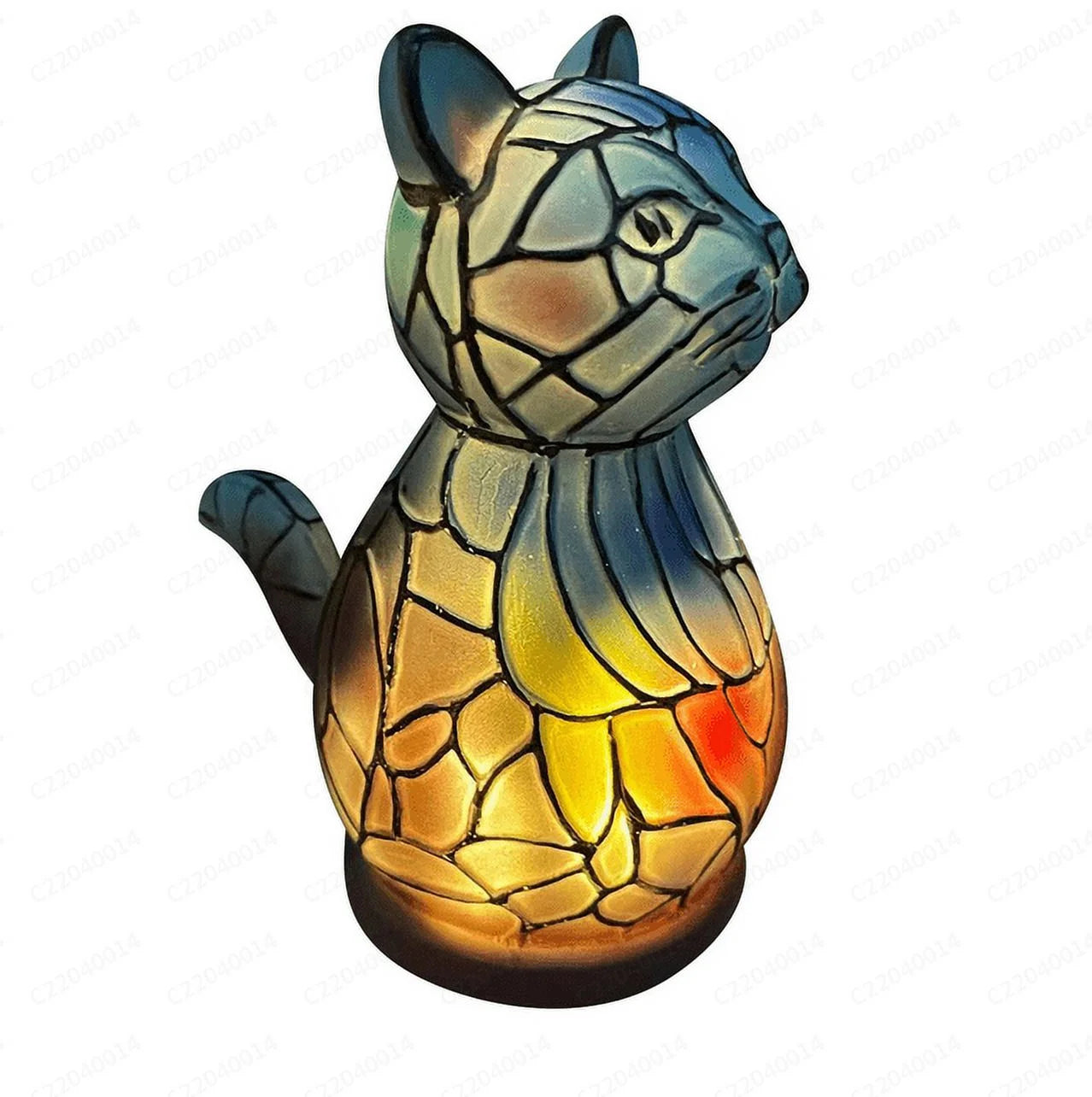 Stained Resin 3D Animals Table Lamp Night Light Desktop Ornament 7.9*5.9In Bedside Lantern Reading Side Table Lamp for Study Living Room Bedroom Farmhouse Hotel Lamps-Cat