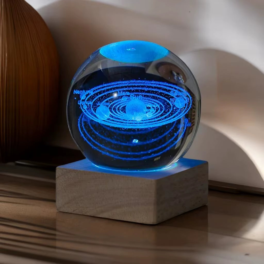 1Pc Bedside Lamp Solar Theme Cosmos Series Crystal Ball Night Lights Milky Way Moon Small Ornaments for Desk Creative Gift