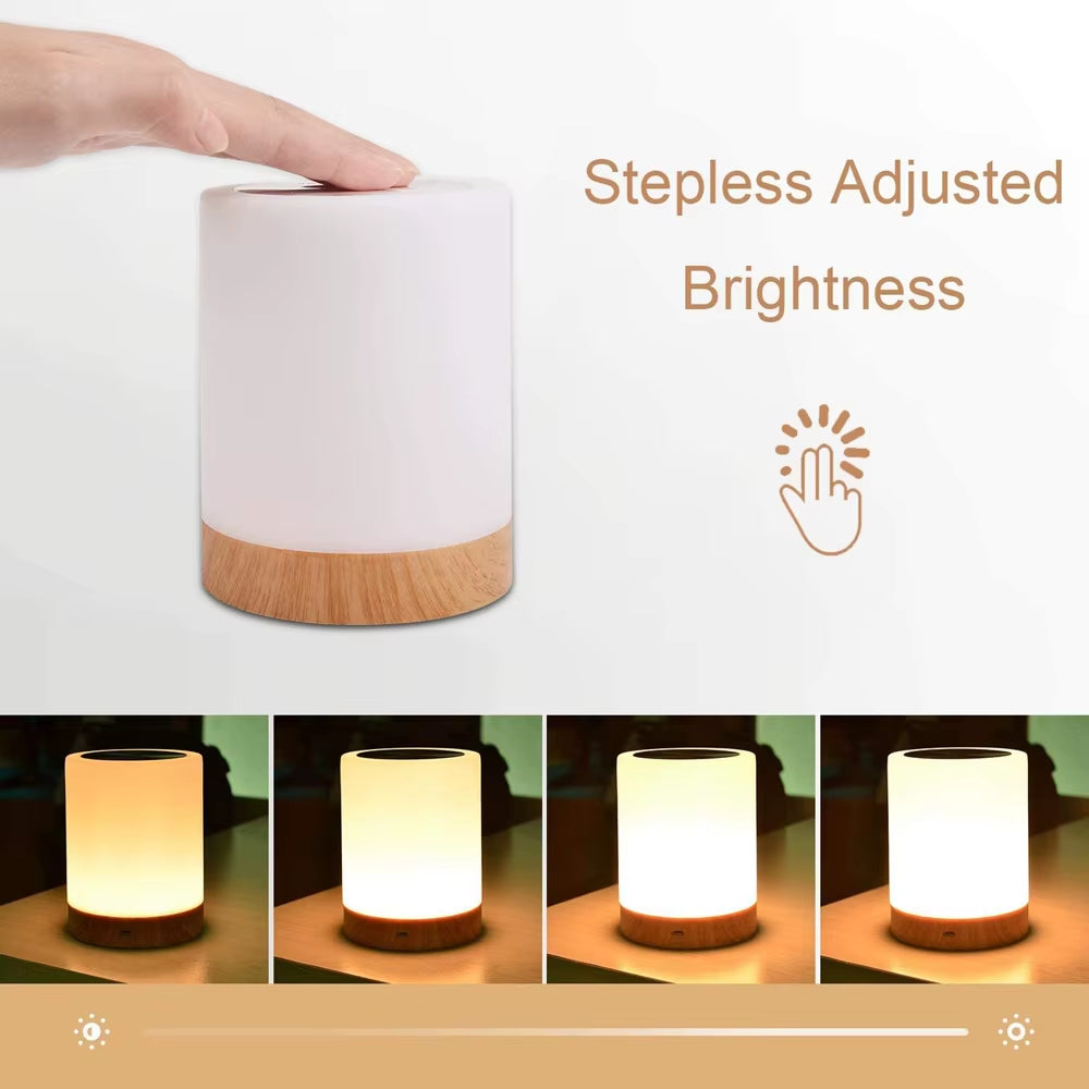 LED Touch Sensor Night Lamp USB Rechargeable Bedroom Bedside RGB Table Lamp Portable Dimmable Atmosphere Decor Light