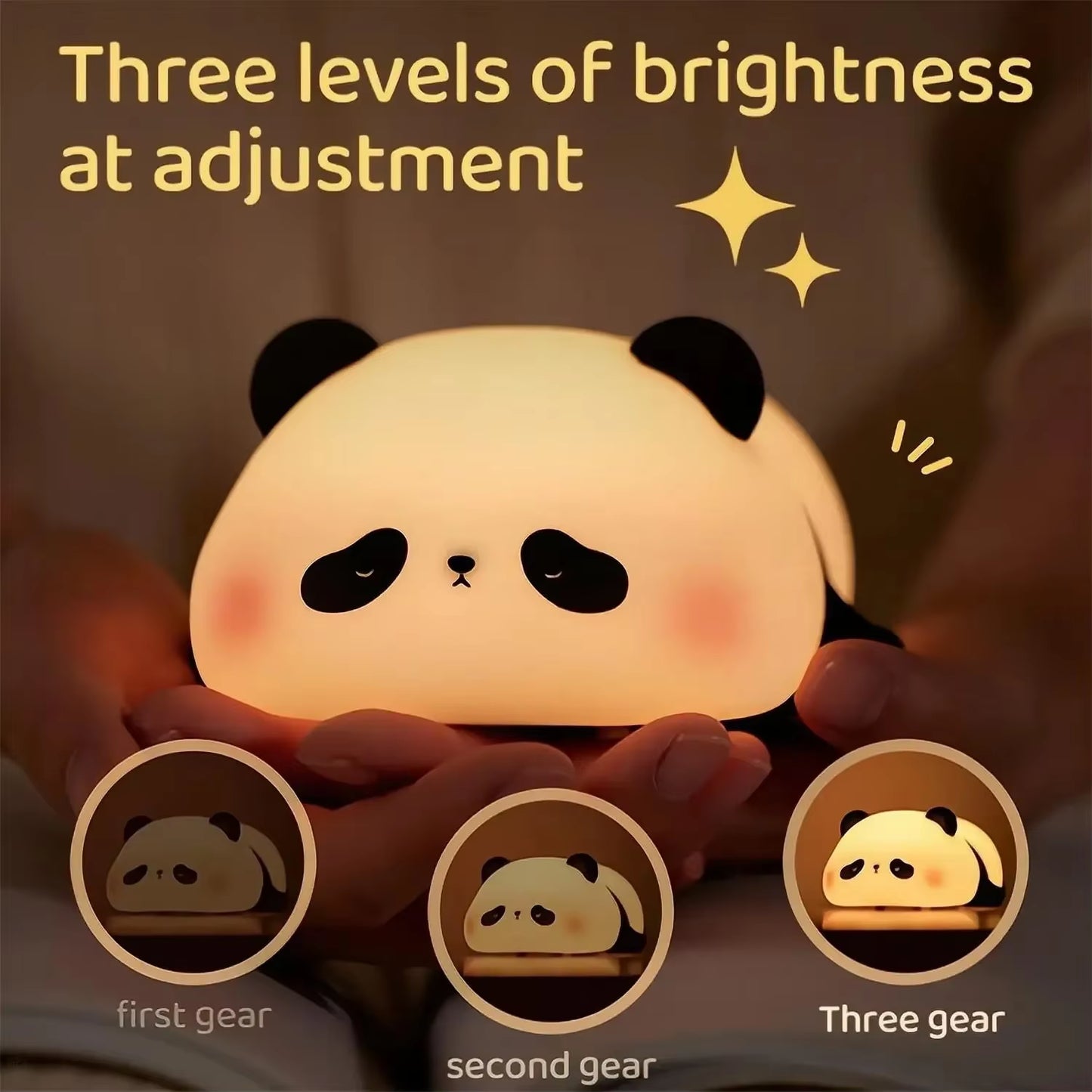 Mini Panda Night Lights Silicone Timing Rechargeable Lamp Cartoon Creative Bedroom Light Decor Bedside Lamp for Kids Cute Gift