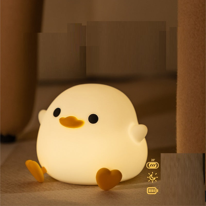 Doudou Duck Silicone Alarm Lamp Ambience Light Bedroom Bedside Lamp Usb Charging with Sleeping Night Light