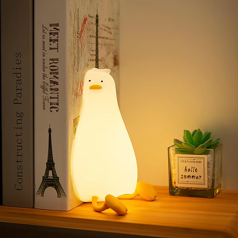 USB Rechargeable Night Light Lying Duck Night Lamp Silicone Patting Light Room Bedside Lamp Home Decor Lamp for Child Gift