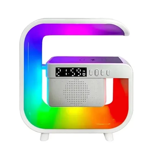 Multifunctional Bluetooth Speaker with RGB Desk Light and Alarm Clock and Wireless Charger for Iphone Samsung Xiaomi