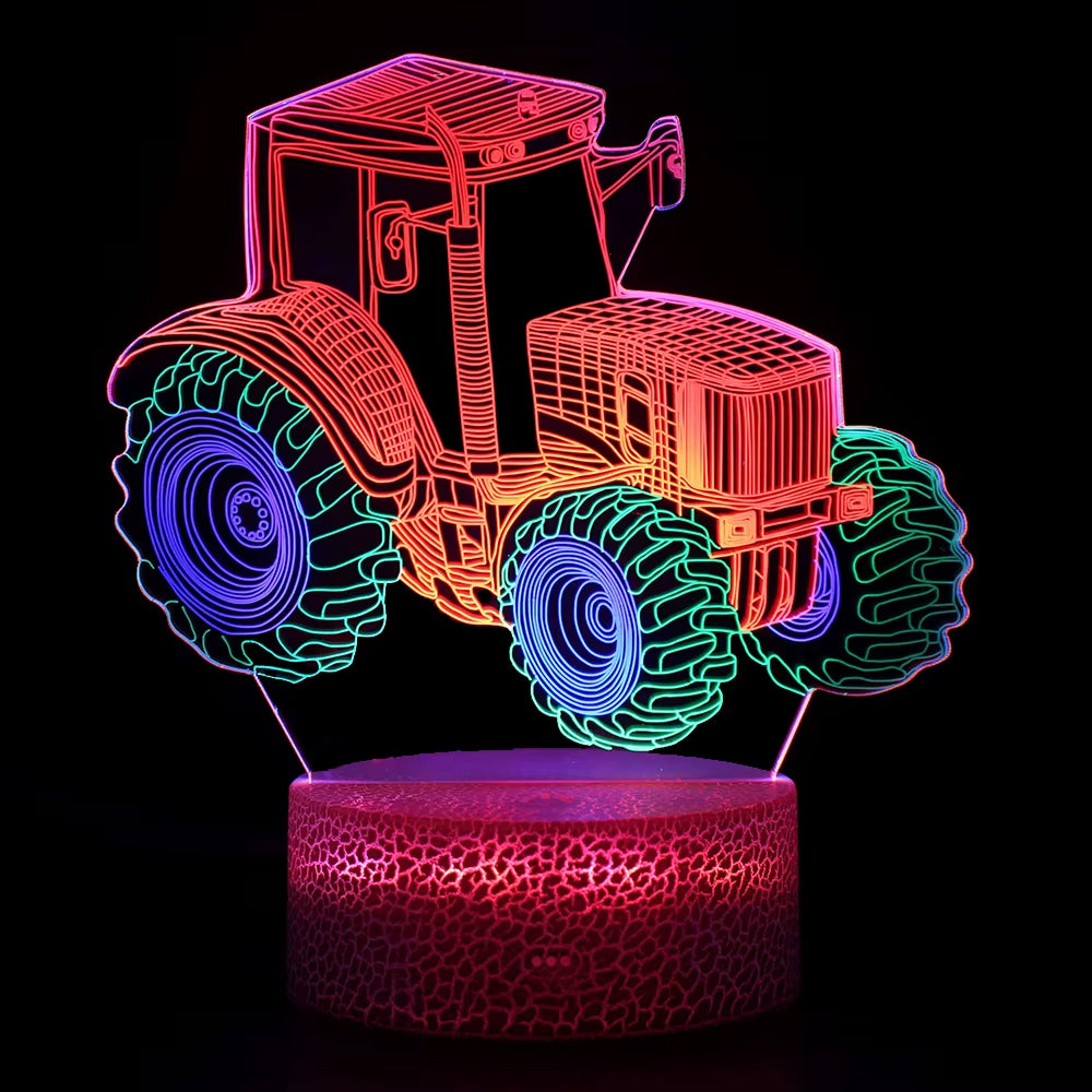 Monster Truck 3D Night Light Bedside Lamp 3 Colors Changeable Touch Switch the Best Birthday Gift for Children'S Night Light