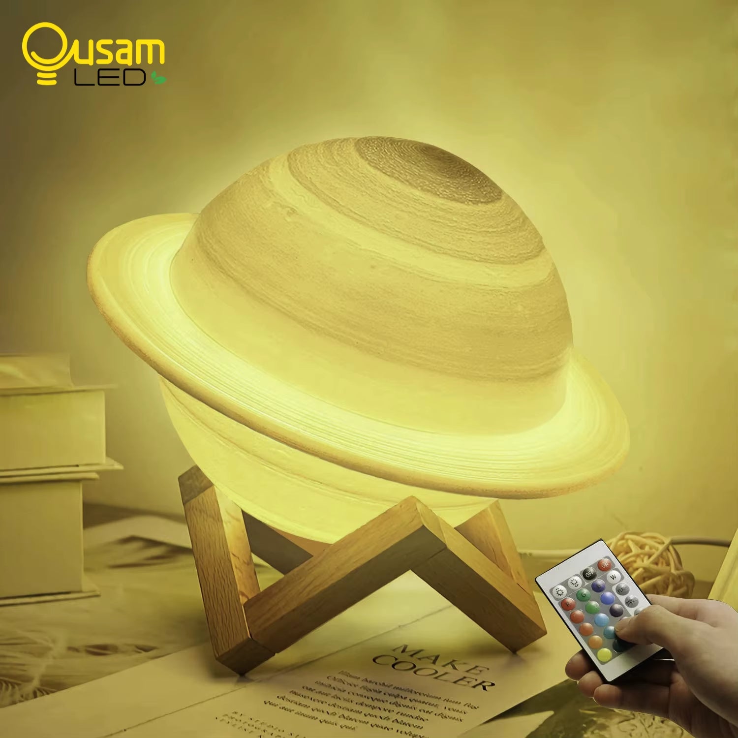 Moon Lamp 3D Night Light Room Decor Tap Moon Light Table Lamp Christmas Gift 16Colors Children Bedside Saturn Lamp