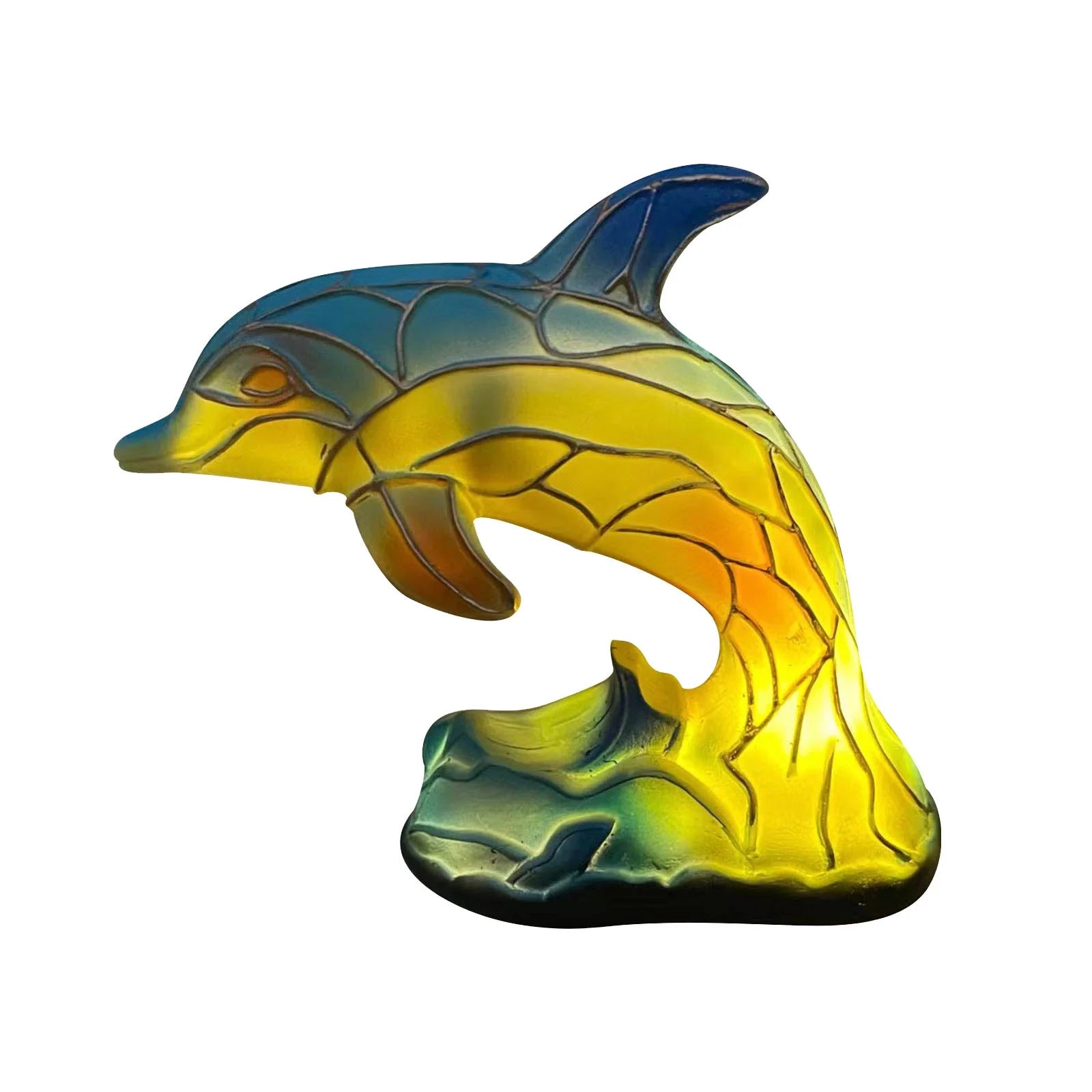 Dolphin Table Lamp Stained Glass Dolphin Table Lamp Series for Bedroom Animal Lovers Home Decoration,Animal Bedside Lamp with Night Light