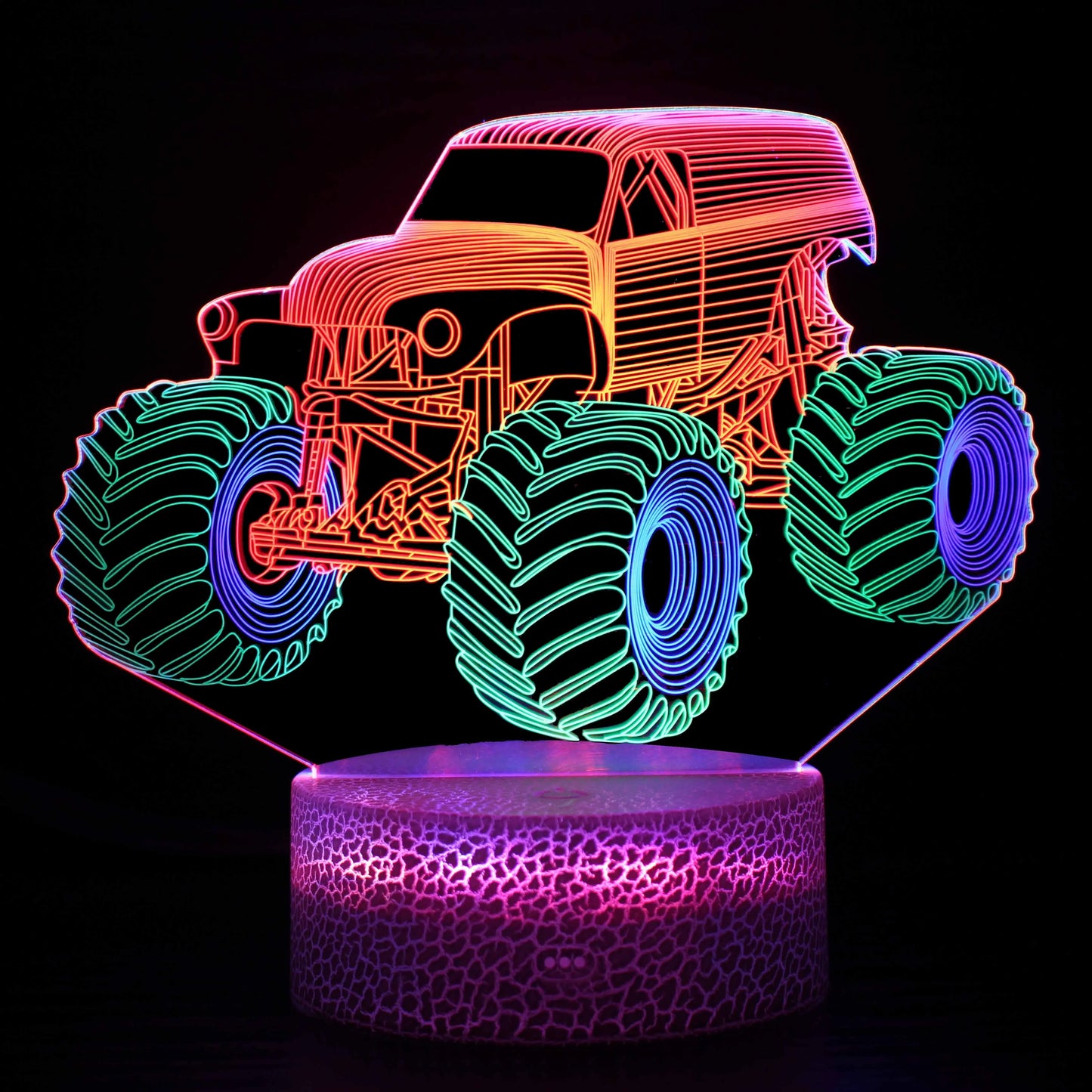 Monster Truck 3D Night Light Bedside Lamp 3 Colors Changeable Touch Switch the Best Birthday Gift for Children'S Night Light