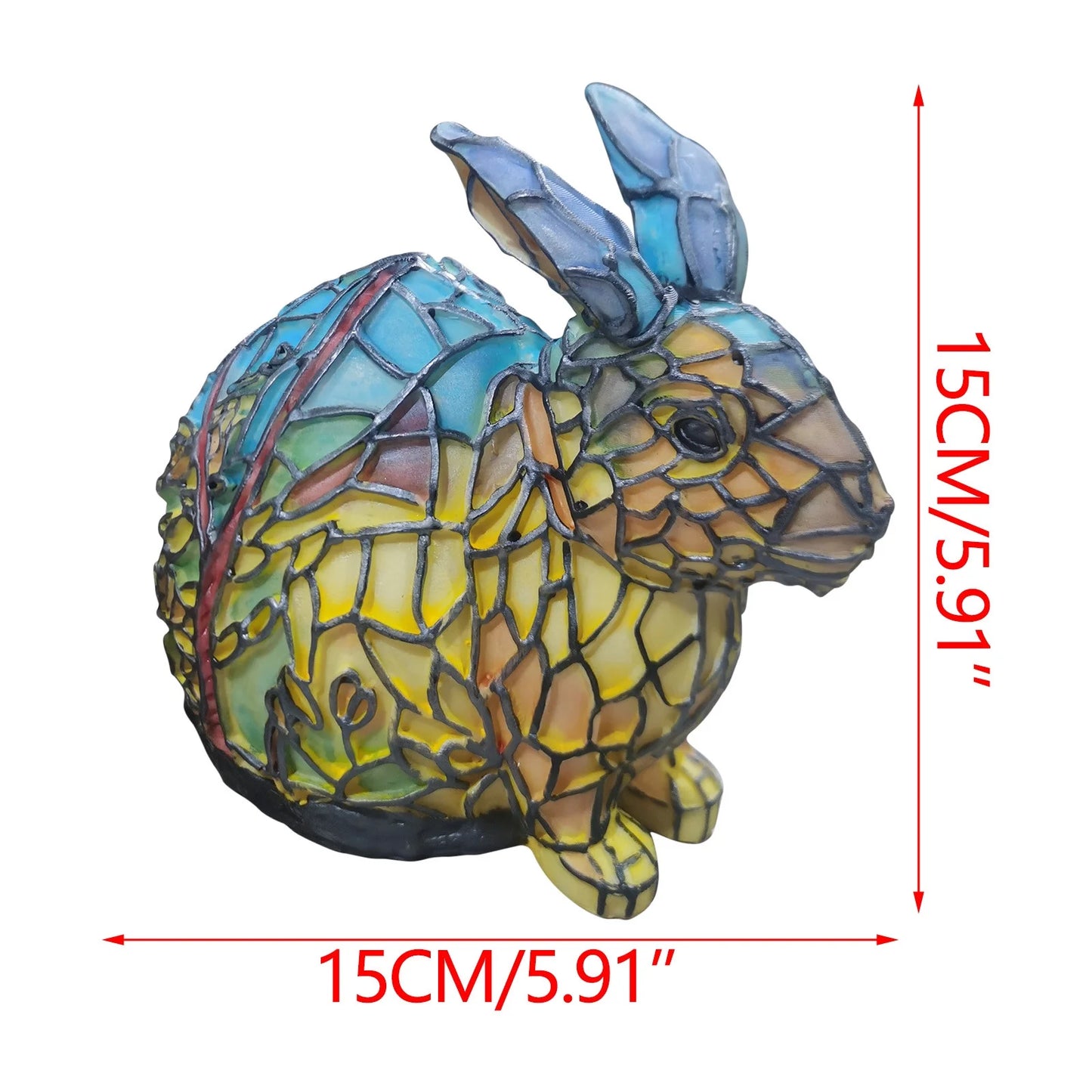 Animal Table Lamp Series - Stained Glass Rooster/Cat/Dragon/Wolf/Dolphin/Horse/Owl/Turtle Table Lamp Night Light - Stained Glass Animal Night Light for Home Decoration (Rabbit)