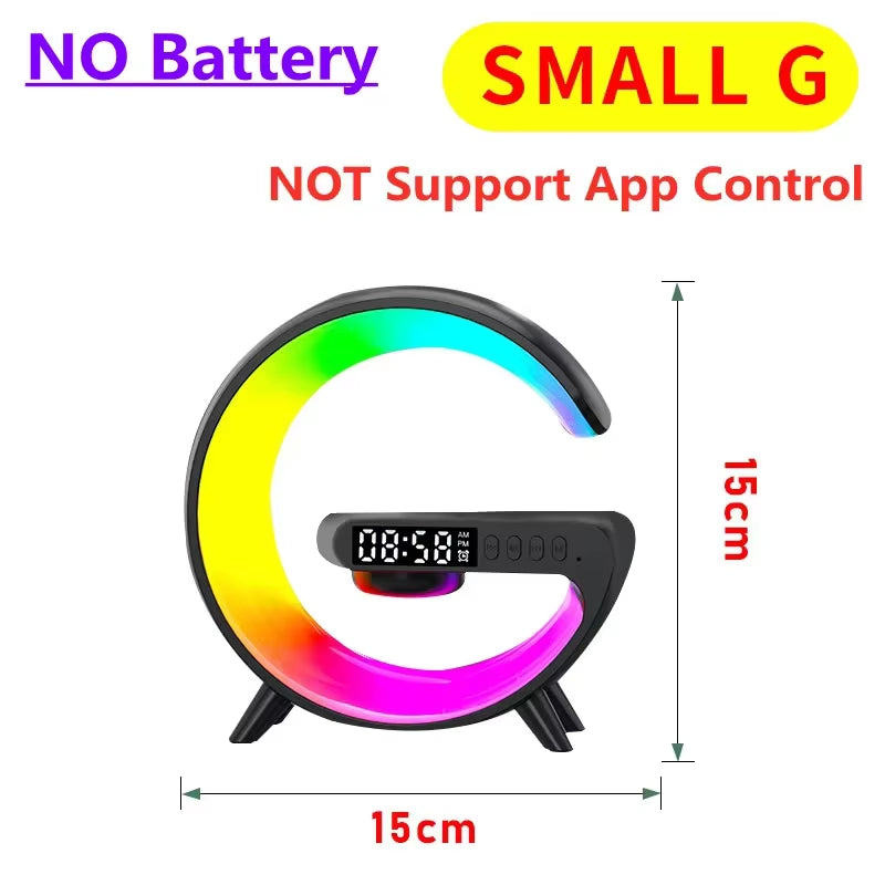 Multifunctional Wireless Charger Stand Alarm Speaker App Control Light Lamp Fast Charging Station Dock for Iphone Samsung Xiaomi