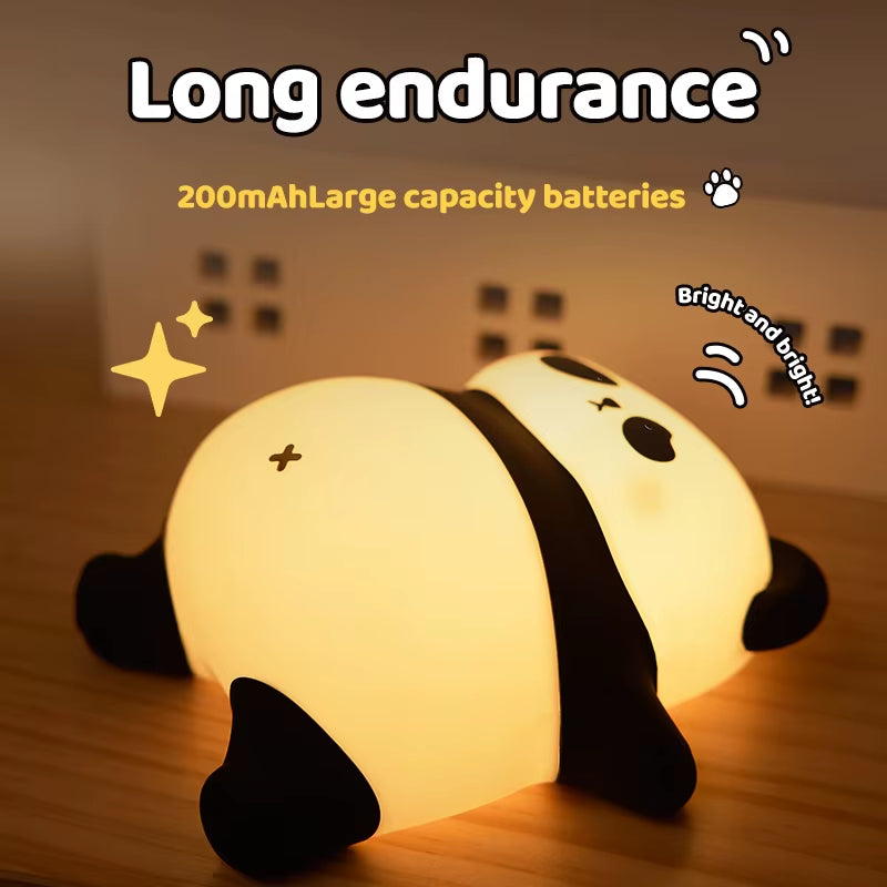 Cute Cartoon LED Night Light Touch Sensor Panda Nightlights Silicone Child Holiday Christmas Gift Bedside Lamp Room Decor