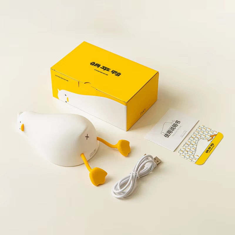 USB Rechargeable Night Light Lying Duck Night Lamp Silicone Patting Light Room Bedside Lamp Home Decor Lamp for Child Gift