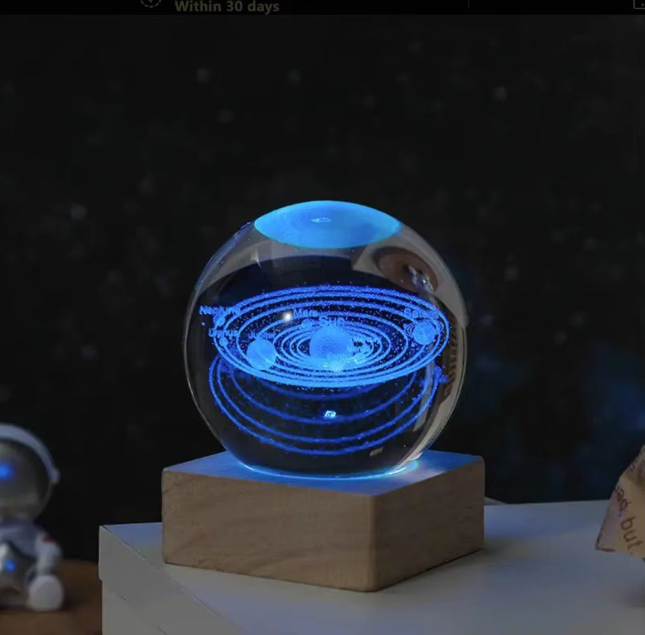 1Pc Bedside Lamp Solar Theme Cosmos Series Crystal Ball Night Lights Milky Way Moon Small Ornaments for Desk Creative Gift