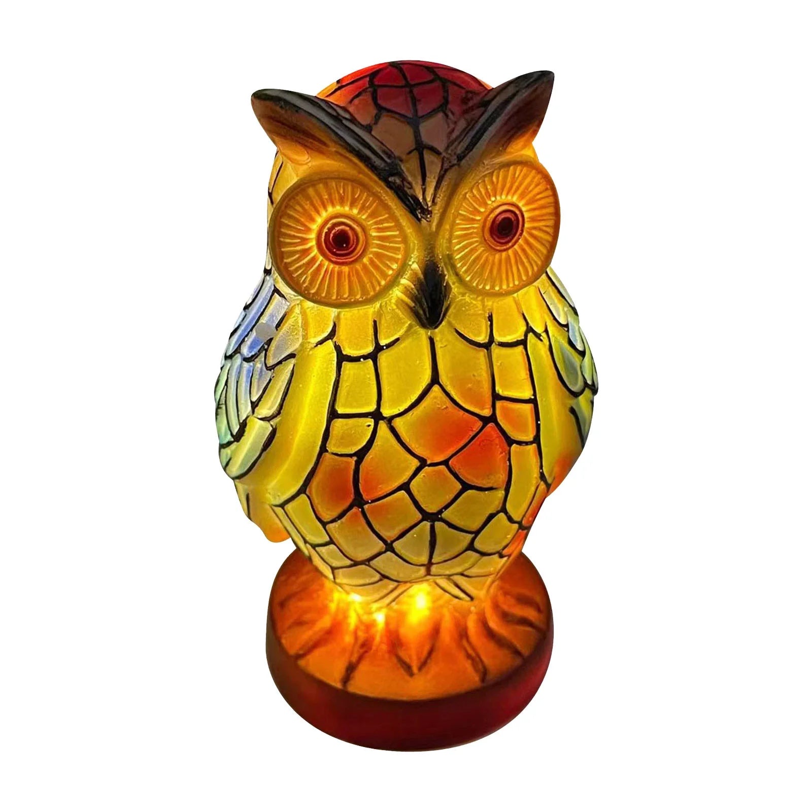 Owl Table Lamp Stained Glass Owl Table Lamp Series for Bedroom Animal Lovers Home Decoration,Animal Bedside Lamp with Night Light