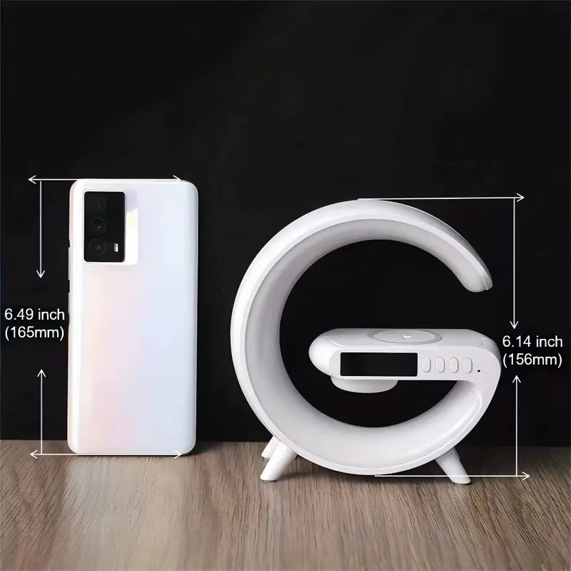 Multifunctional Wireless Charger Stand Alarm Speaker App Control Light Lamp Fast Charging Station Dock for Iphone Samsung Xiaomi