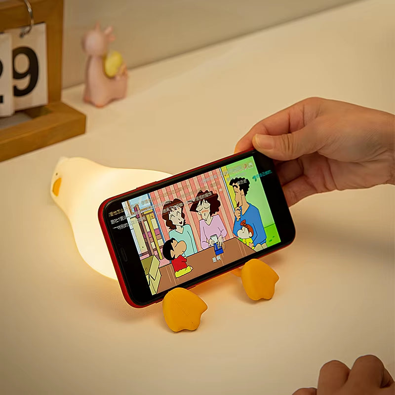 USB Rechargeable Night Light Lying Duck Night Lamp Silicone Patting Light Room Bedside Lamp Home Decor Lamp for Child Gift